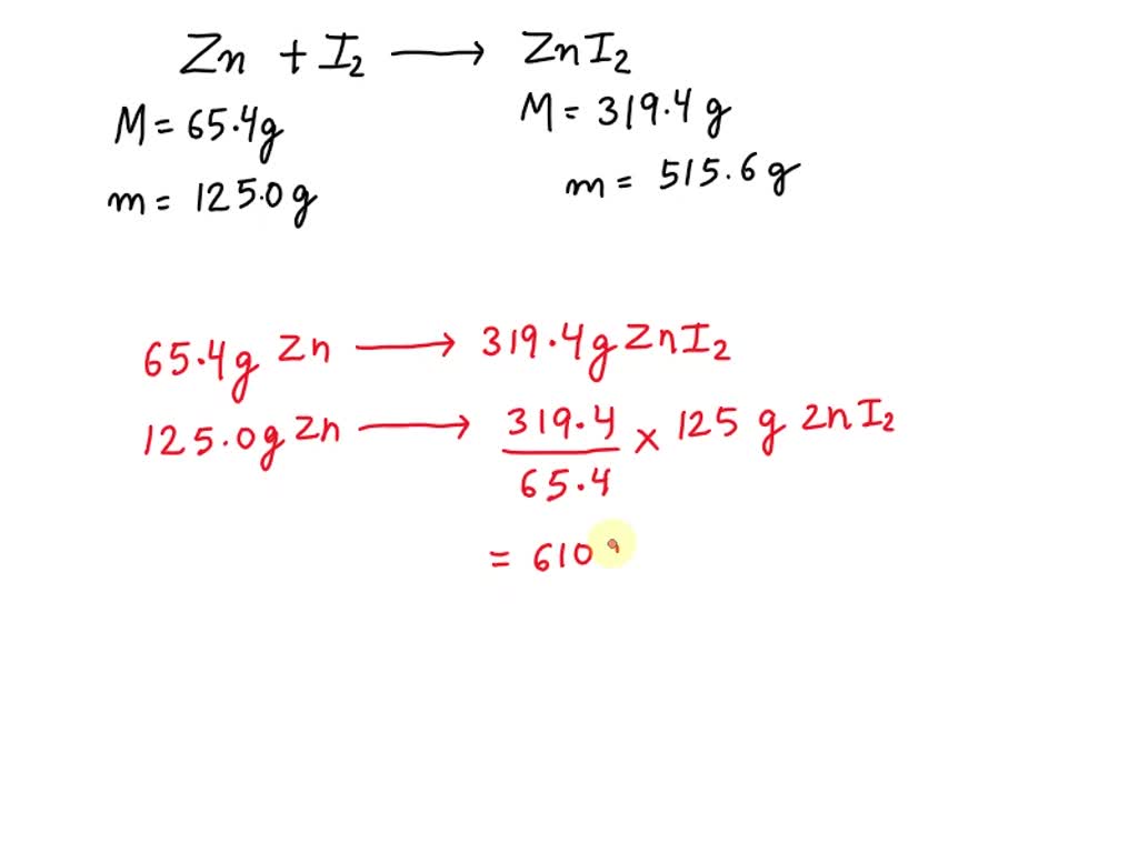 SOLVED Zinc reacts with iodine in a synthesis reaction. Using a