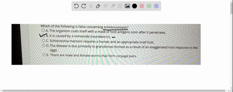 which-of-the-following-is-false-concerning-schistosomiasis-the-organism-coats-itself-with-a-mask-of-host-antigens-soon-after-it-penetrates-it-is-caused-by-nematode-roundworm-schistosoma-mans-24287