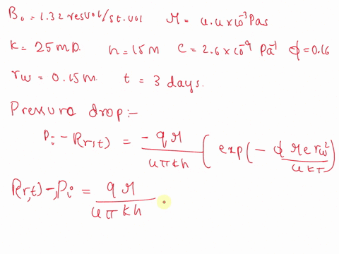 a-well-is-opened-to-flow-at-32-scmd-for-one-day-the-second-day-its-flow-rate-is-increased-to-64-scmd-and-the-third-to-96-scmd-what-is-the-total-pressure-drop-in-a-shut-in-well-150-meters-awa-25564