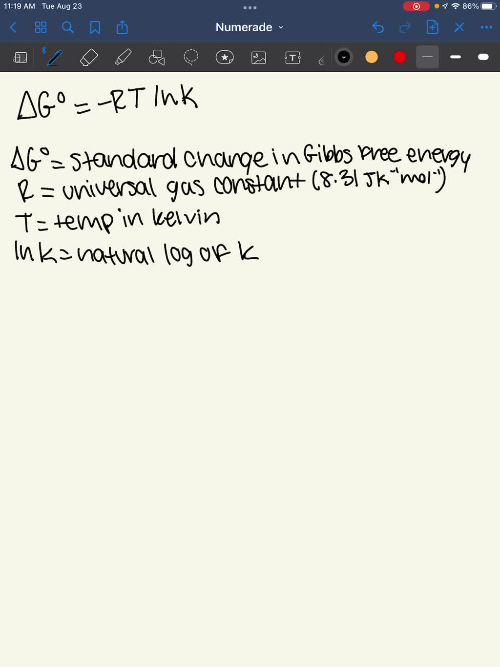 SOLVED: For a certain chemical reaction, the standard Gibbs free energy