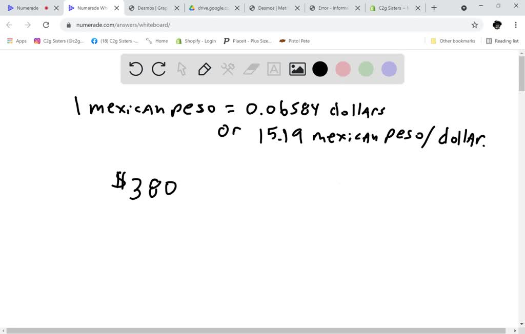 SOLVED b. Sonia spends 834 pesos while in Mexico. She converts her