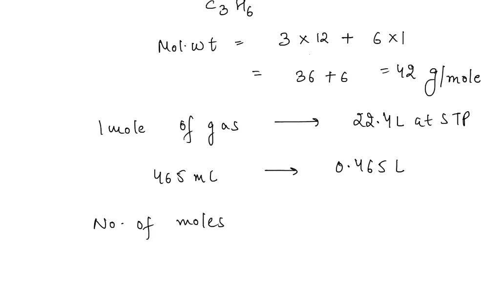 SOLVED How Many Grams Of C3H6 Are Present In 465 ML Of The Gas At STP solved-how-many-grams-of-c3h6-are-present-in-465-ml-of-the-gas-at-stp