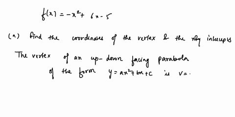 duu-the-graph-of-a-quadratic-function-f-is-glven-_-x-x2-6x-5-a-find-the-coordinates-of-the-vertex-and-the-x-ad-y-intercepts-vertex-ky-34-x-intercepts-xy-10-smaller-x-value-xy-50-larger-x-val-85594