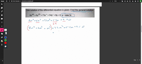one-solution-of-the-differential-equation-is-given-find-the-general-solution-8y4-6y3-73y-54y-9y-0y-cos-3x-x-45303