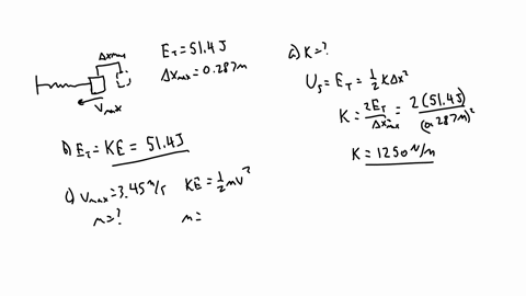 a-horizontal-block-spring-system-with-the-block-on-a-frictionless-surface-has-total-mechanical-energy-e-514-and-a-maximum-displacement-from-equilibrium-of-0287-a-what-is-the-spring-constant-27244