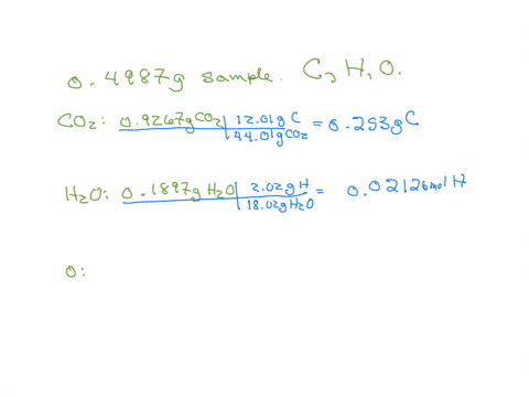 a-04987-g-sample-of-a-compound-known-to-contain-only-carbon-hydrogen-and-oxygen-was-burned-in-oxygen-to-yield-09267-g-of-co-2-and-01897-g-of-h-2-o-what-is-the-empirical-formula-of-the-compou-69539