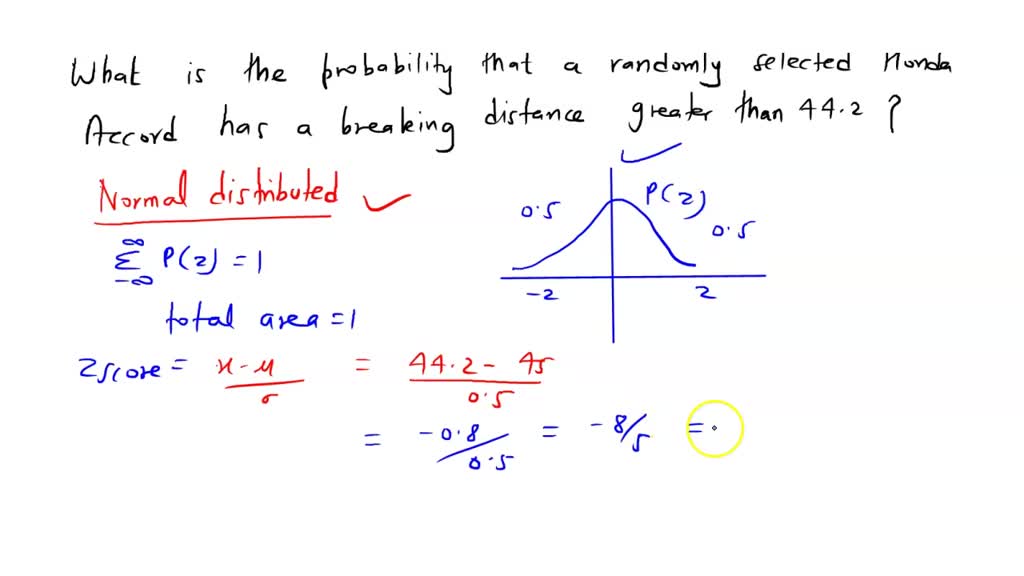 SOLVED: On a dry surface, the distribution of the braking distances (in ...