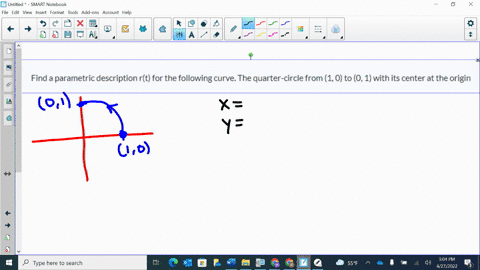find-a-parametric-description-rt-for-the-following-curve-the-quarter-circle-from-1-0-to-0-1-with-its-center-at-the-origin-93565