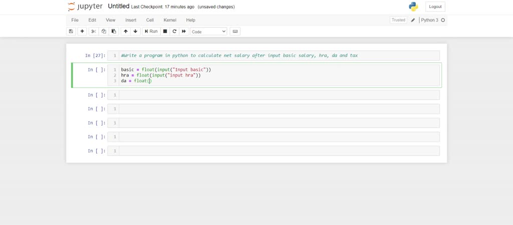 SOLVED: Write a Python Program to input basic salary of an employee and ...
