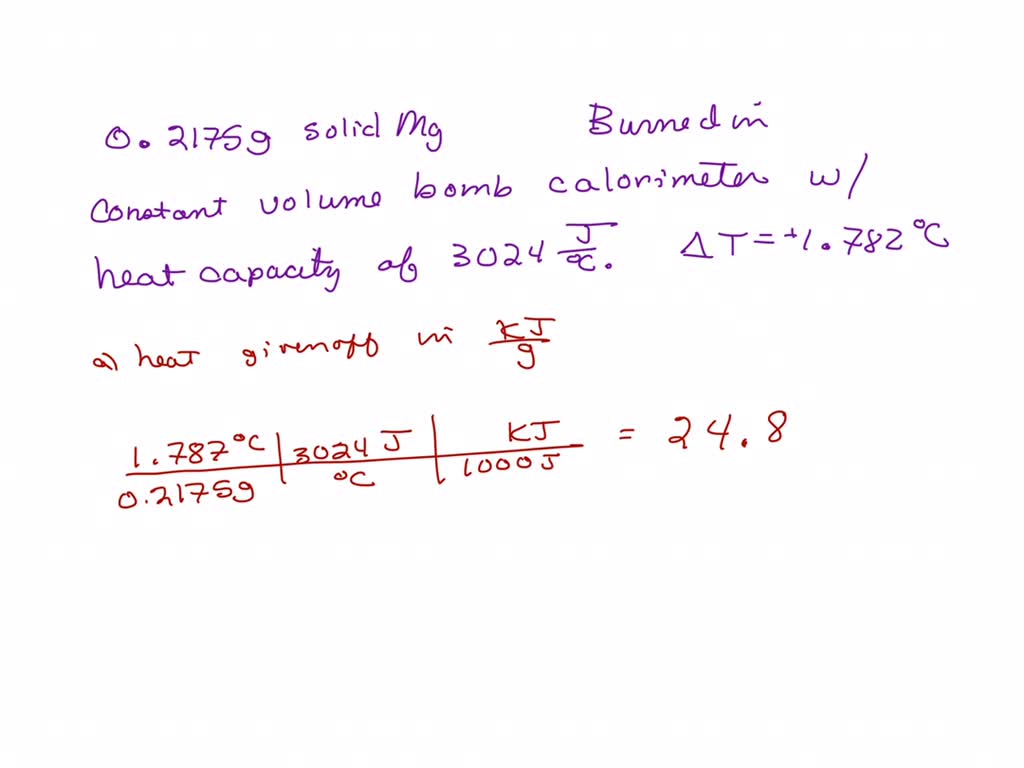 SOLVED A 0.4875 g sample of solid magnesium is burned in a constant