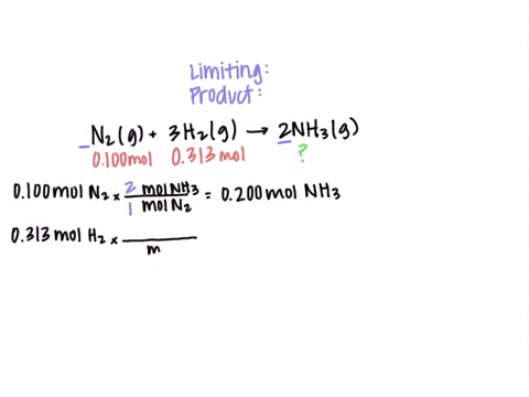 nitrogen-and-hydrogen-combine-at-a-high-temperature-in-the-presence-of-a-catalyst-to-produce-ammonia-n2g3h2g2nh3gn2g3h2g2nh3g-assume-0100-mol-n20100-mol-n2-and-0313-mol-h20313-mol-h2-are-pre-17528