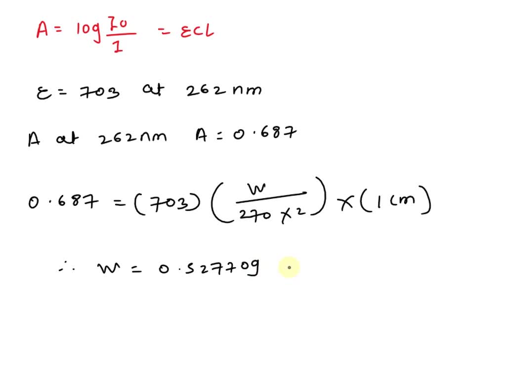 SOLVED BeerLambert Law Application Practice The drug Tolbutamine
