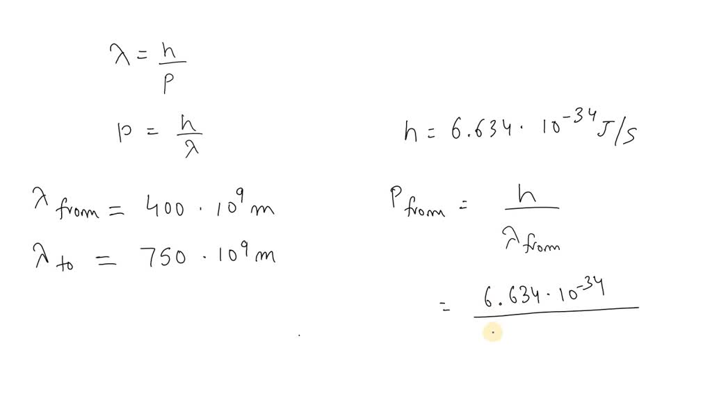SOLVED In a beam of white light (wavelengths from 400 to 750 nm), what range of momentum can