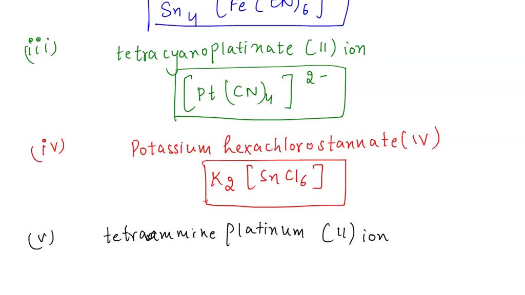 SOLVED: Write formulas for the following. (a) diamminedichlorozinc (b ...