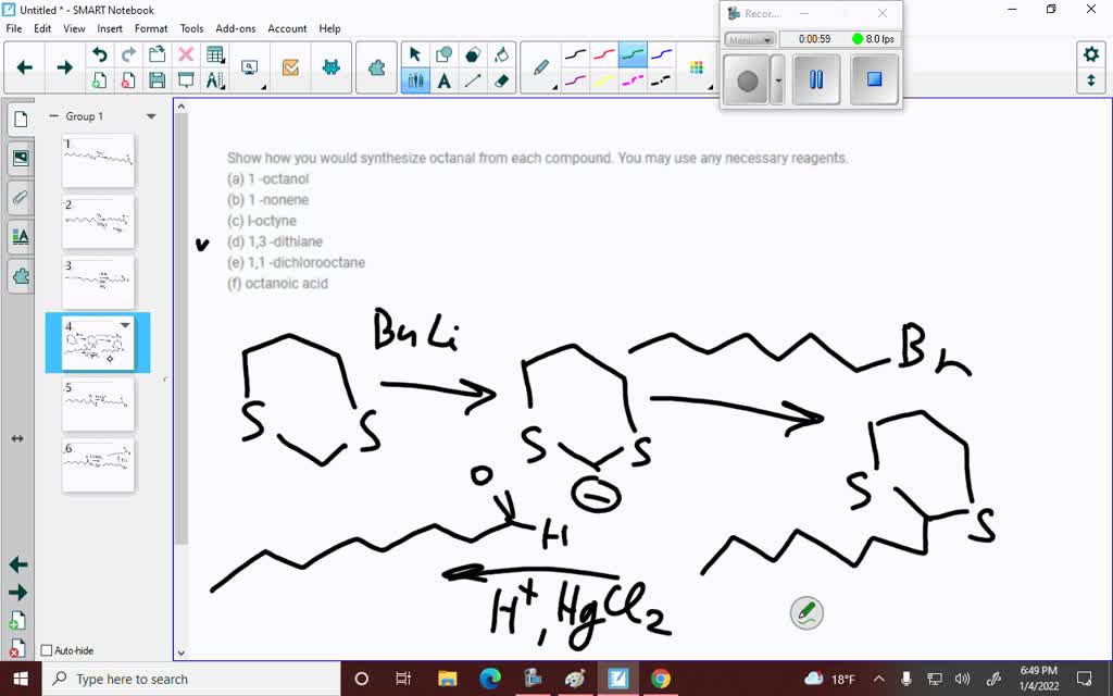 SOLVED: Show how you would synthesize octan-2-one from each compound ...