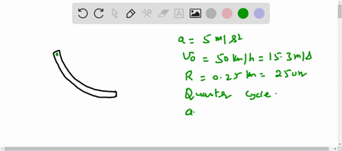 a-car-is-constantly-increasing-in-speed-at-a-rate-of-5ms2-while-going-around-a-curve-the-curve-is-a-quarter-of-a-circle-with-a-radius-of-025km-the-cars-initial-velocity-is-55kmhr-awhat-is-th-86415