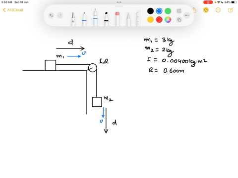 in-the-figure-two-blocks-of-masses-200-kg-and-300-kg-are-connected-by-a-light-string-that-passes-over-a-frictionless-pulley-of-moment-of-inertia-000400-kg-m2-and-radius-500-cm-the-tabletop-i-79886