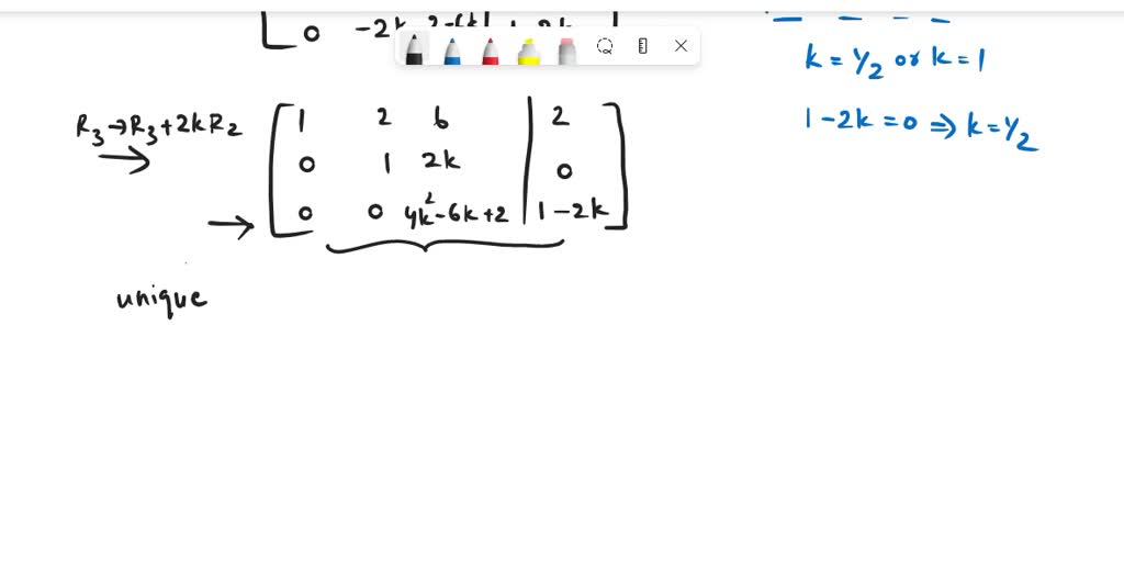 SOLVED: y + 2kz + 2y + 6z + 2z 5. Consider the equation kx^2 where k is ...