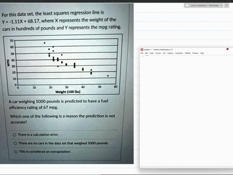 for-this-data-set-the-least-squares-regression-line-is-y-111x-6817where-x-represents-the-weight-of-the-cars-in-hundreds-of-pounds-and-y-represents-the-mpg-rating-40-9-welght-100-ibs-a-car-we-57656