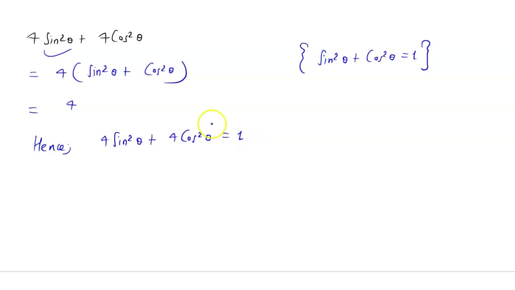 simplify 4 cos² θ + 4 sin² θ