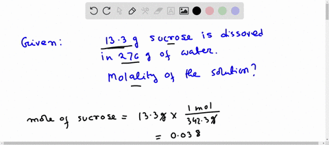 calculate-the-molality-of-the-following-solution-133-g-of-sucrose-c12h22o11-in-276-g-of-water-the-molar-mass-of-sucrose-is-3423-18051