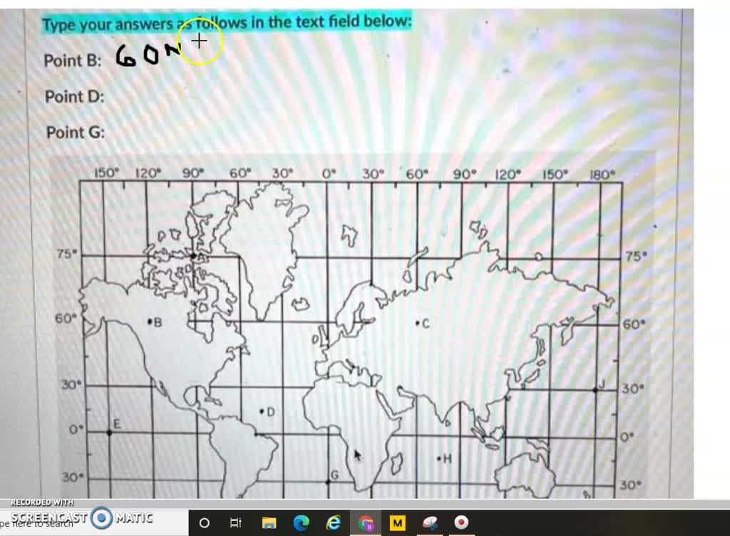 SOLVED: This question is asking for the latitude and longitude of the ...