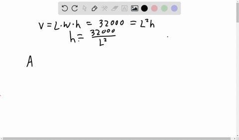 a-box-with-a-square-base-and-open-top-must-have-a-volume-of-32000-cm3-find-the-dimensions-of-the-box-that-minimize-the-amount-of-material-used-81744