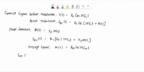 consider-a-pm-signal-produced-by-a-sinusoidal-modulating-wave-mt-am-cos-2fmt-using-a-modulator-with-a-phase-deviation-constant-equal-to-k-radians-per-volt-the-unmodulated-carrier-wave-has-fr-97704