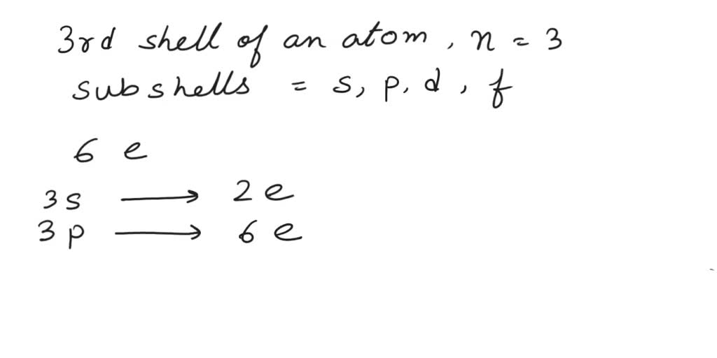 SOLVED The third shell of an atom x has 6 electrons. a) Write the subshell electronic