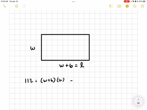 find-the-dimensions-of-a-rectangle-whose-width-is-6-miles-less-than-its-length-and-whose-area-is-112-square-miles-27402