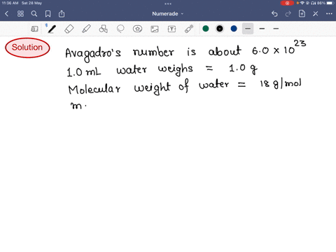 avogadros-number-is-about-60-x-1023-10-ml-water-weighs-10-g-the-molecular-weight-of-water-is-18-gmol-how-many-molecules-are-in-10-ml-of-water-74083