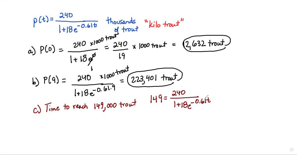 SOLVED The population of trout in a certain lake after t years from