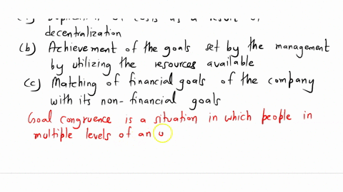 the-term-goal-congruence-refers-to-the-________-a-duplication-of-costs-as-a-result-of-decentralization-b-achievement-of-the-goals-set-by-the-management-by-utilizing-the-resources-available-c-14987