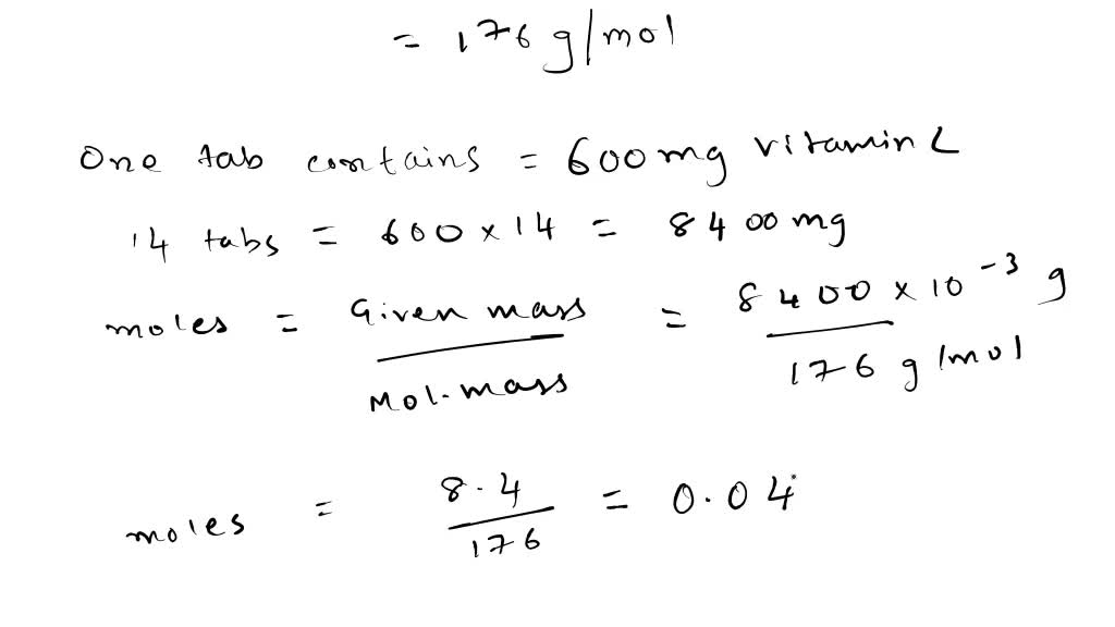 solved-14-determine-the-molar-mass-for-vitamin-ascorbic-acid