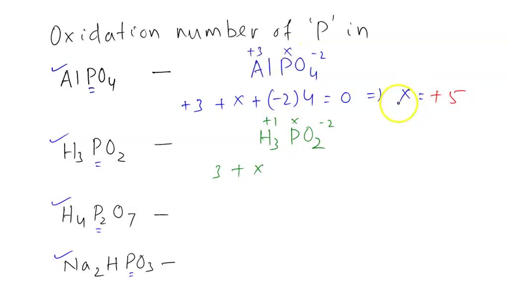 SOLVED: I. Determine the oxidation number for phophorus in each of the ...