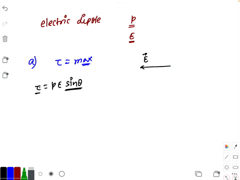 an-electric-dipole-with-a-dipole-moment-of-magnitude-p-is-placed-at-various-orientations-in-an-electric-field-e-s-that-is-directed-to-the-left-a-what-orientation-of-the-dipole-will-result-in-72387