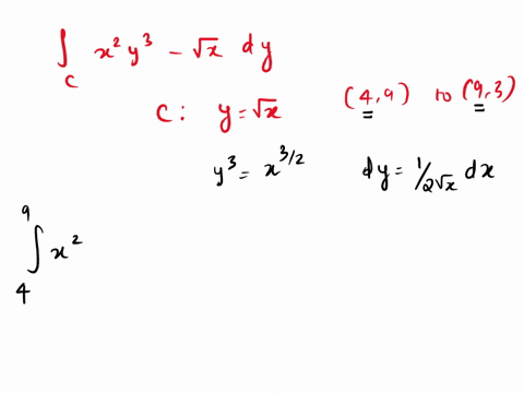 evaluate-the-line-integral-where-c-is-the-given-curve-x2y3-dyc-is-the-arc-of-the-curve-yx-from42to93-32959