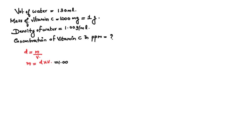 SOLVED A Vitamin C packet is added to a glass of water containing 130.