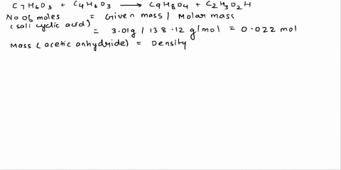 status-not-yet-answered-points-possible_-00-aspirin-can-be-prepared-from-salicylic-acid-c-hso3-which-has-molar-mass-of-13812-gmol-and-acetic-anhydride-c4hso3-which-has-a-molar-mass-of-10204-88864