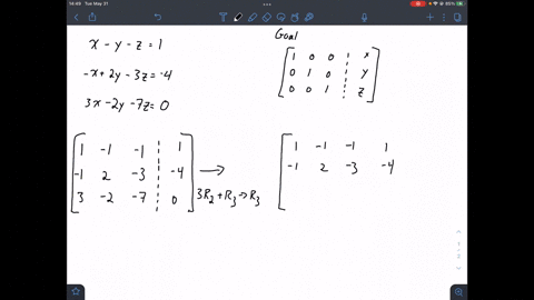for-each-system-of-equations-write-the-equivalent-augmented-matrix-then-use-row-reduction-to-find-the-solution-system-of-equations-x-y-z1-x2y-3z-4-3x-2y-7z0-23437