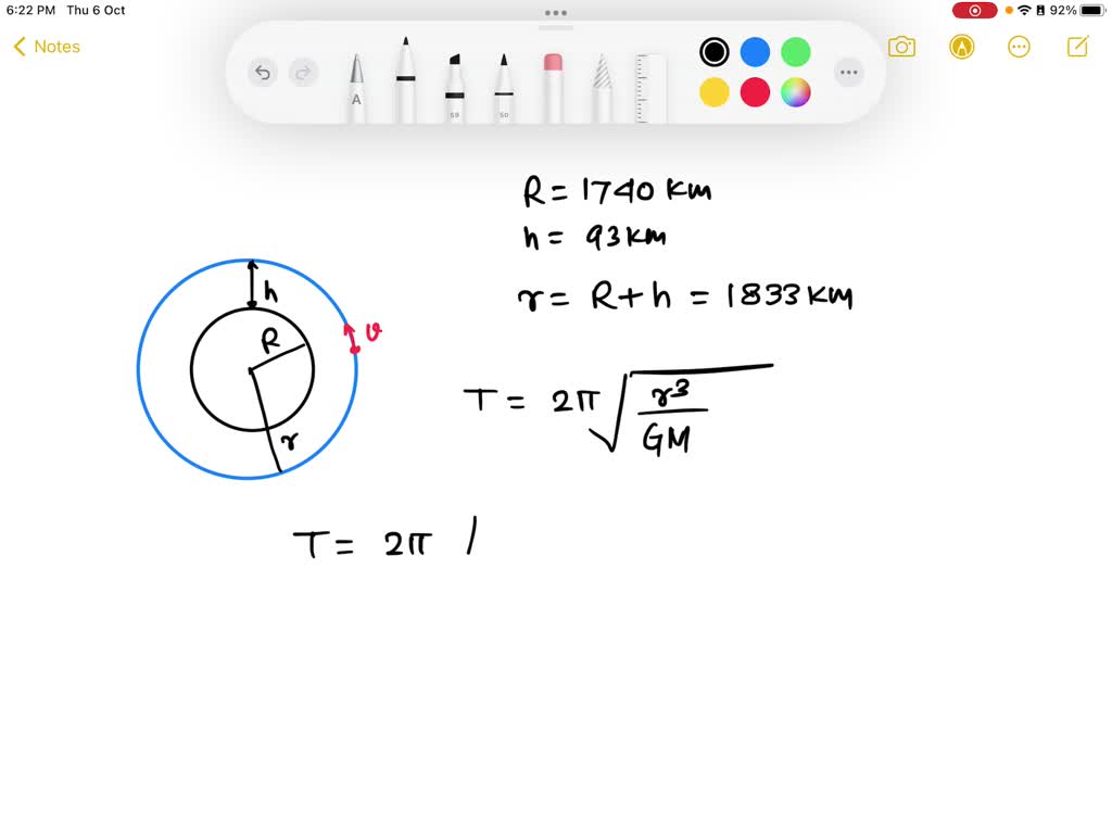 SOLVED: Calculate the period of a satellite orbiting the Moon, 93 km ...