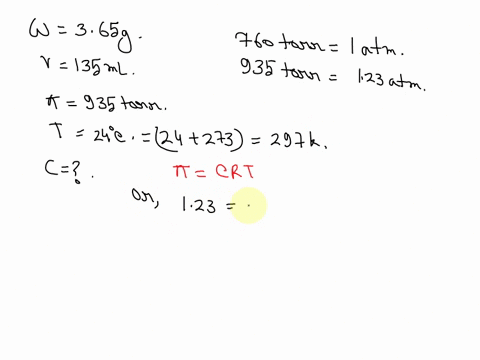 hi-my-question-is-when-365-g365-g-of-a-nonelectrolyte-solute-is-dissolved-in-water-to-make-135-ml135-ml-of-solution-at-24-c24-c-the-solution-exerts-an-osmotic-pressure-of-935-torr-what-is-th-85908