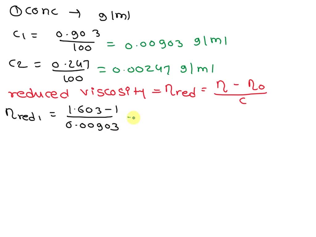 Solved The Viscosity Of A Solution Of Polyvinyl Alcohol Has Been Measured As Follows