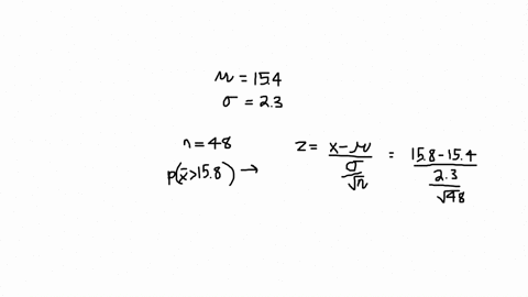 a-manufacturer-knows-that-their-items-have-a-lengths-that-are-skewed-right-with-a-mean-of-154-inches-and-standard-deviation-of-23-inches-if-48-items-are-chosen-at-random-what-is-the-probabil-81816