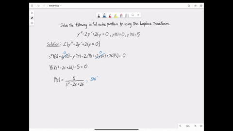 points_-use-the-laplace-transfomm-to-solve-the-following-initial-value-problem-y-2y-26y-0-y0-0-y-0-5-first-using-y-for-the-laplace-transform-of-yt-ie_-y-cyt-find-the-equation-you-get-by-taki-90954