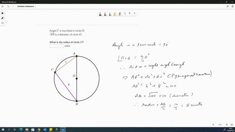 angle-ccc-is-inscribed-in-circle-ooo-overlineab-ab-start-overline-a-b-end-overline-is-a-diameter-of-circle-ooo-what-is-the-radius-of-circle-ooo-angle-c-is-inscribed-in-circle-0-ab-is-a-diame-99951
