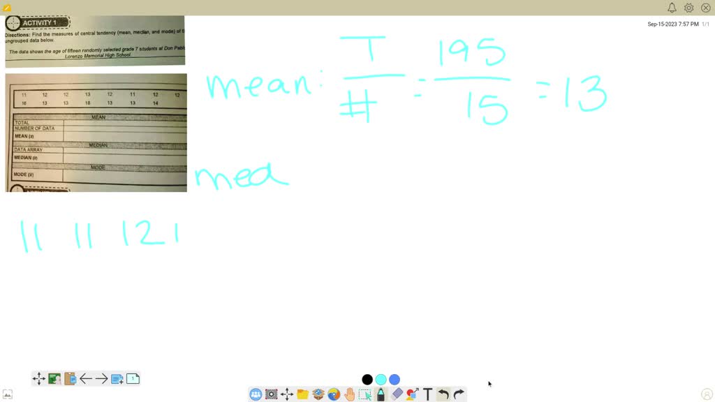 SOLVED: ACTIVITY 1 Directions: Find the measures of central tendency ...