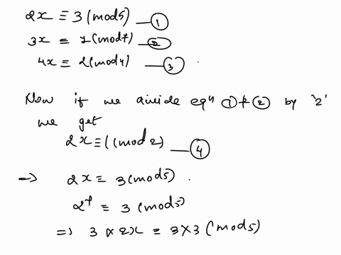 5-solve-the-simultaneous-congruence-21-3-mod-5-31-1-mod-7-4x-2-mod-11-80639