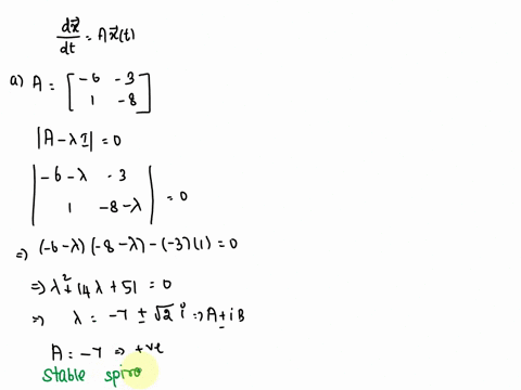 point-consider-the-differential-equation-dx-axt-dt-where-a-is-a-given-matrix-determine-whether-the-equilibrium-0-0-is-a-stable-spiral-unstable-spiral-or-a-neutral-spiral-center-also-determin-73915