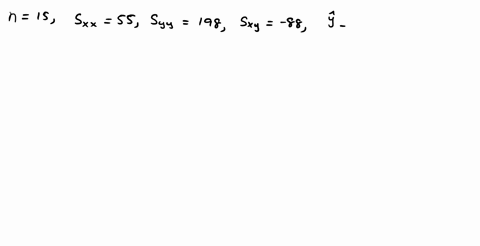 in-fitting-a-least-squares-line-to-n-15-data-points-the-following-quantities-were-computed-ssxx-55-ssyy-198-ssxy-88-x-x-13-and-y-y-35-the-fitted-least-square-line-is-y370816xy370816x-we-want-50033